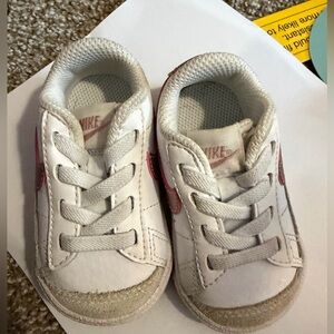 Nike Kids White and Pink Lace-Up Sneakers